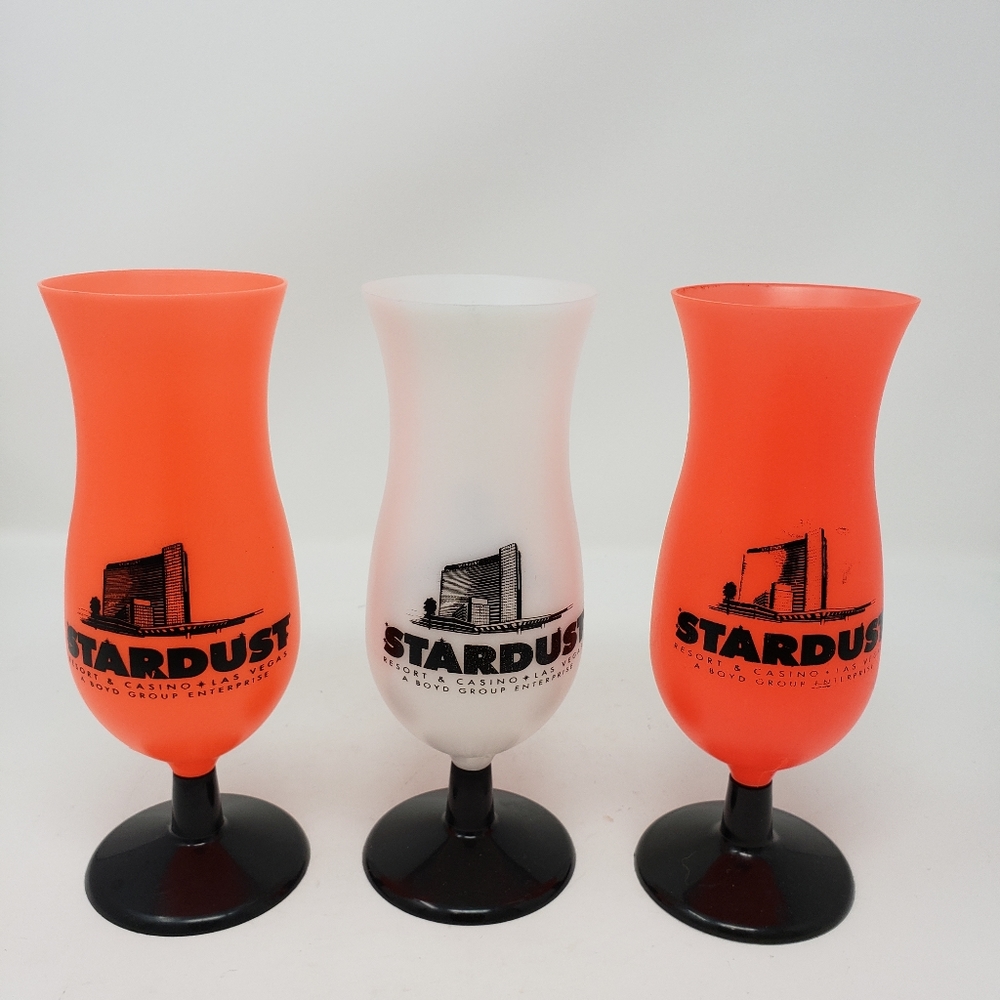 Stardust Casino Las Vegas NV Plastic Souvenir Cocktail Glasses Set of 3